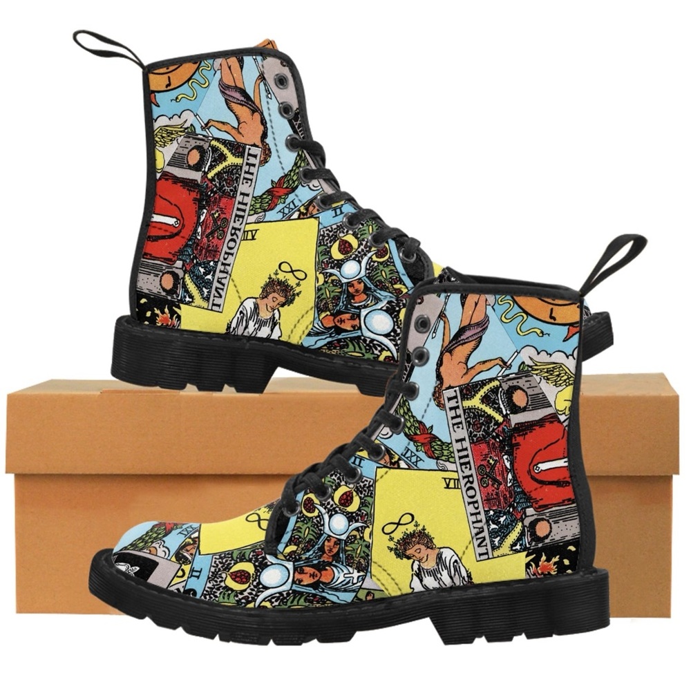 Tarot Card Women’s Canvas Boots | Rider-Waite-Smith Major Arcana Design